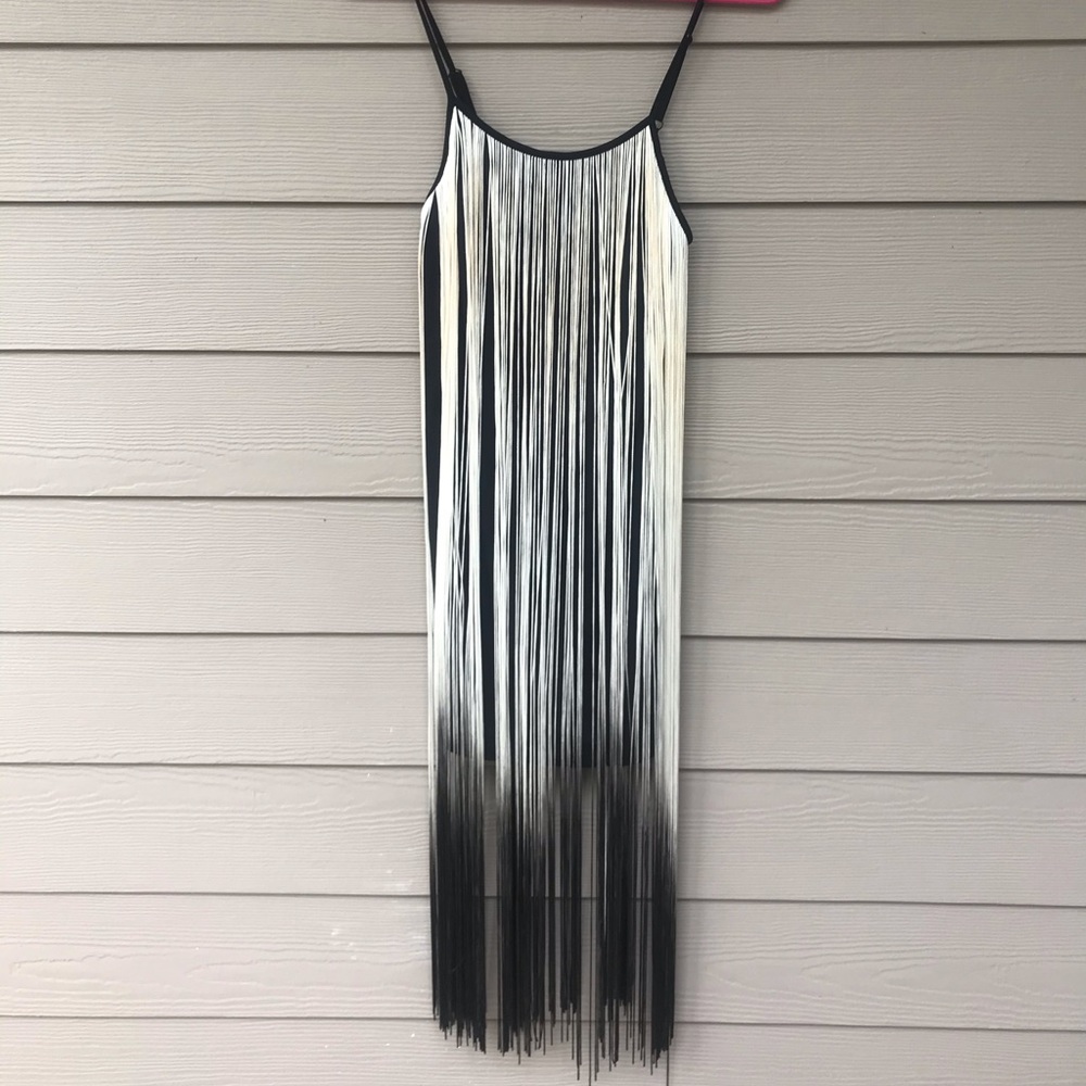 Black & White Spaghetti Strap Flapper Dress